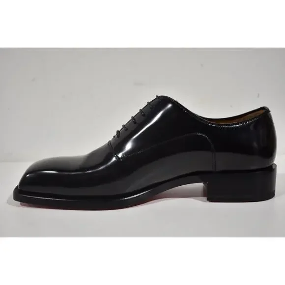Christian Louboutin Capitano Flat Black Lace Up Tie Oxford Dress Loafer 40.5 7.5